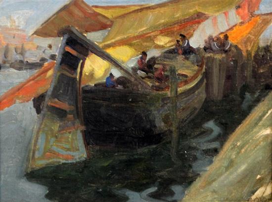 Giuseppe Ciardi (1875-1932) Venetian boating scenes 9.5 x 12.5in.